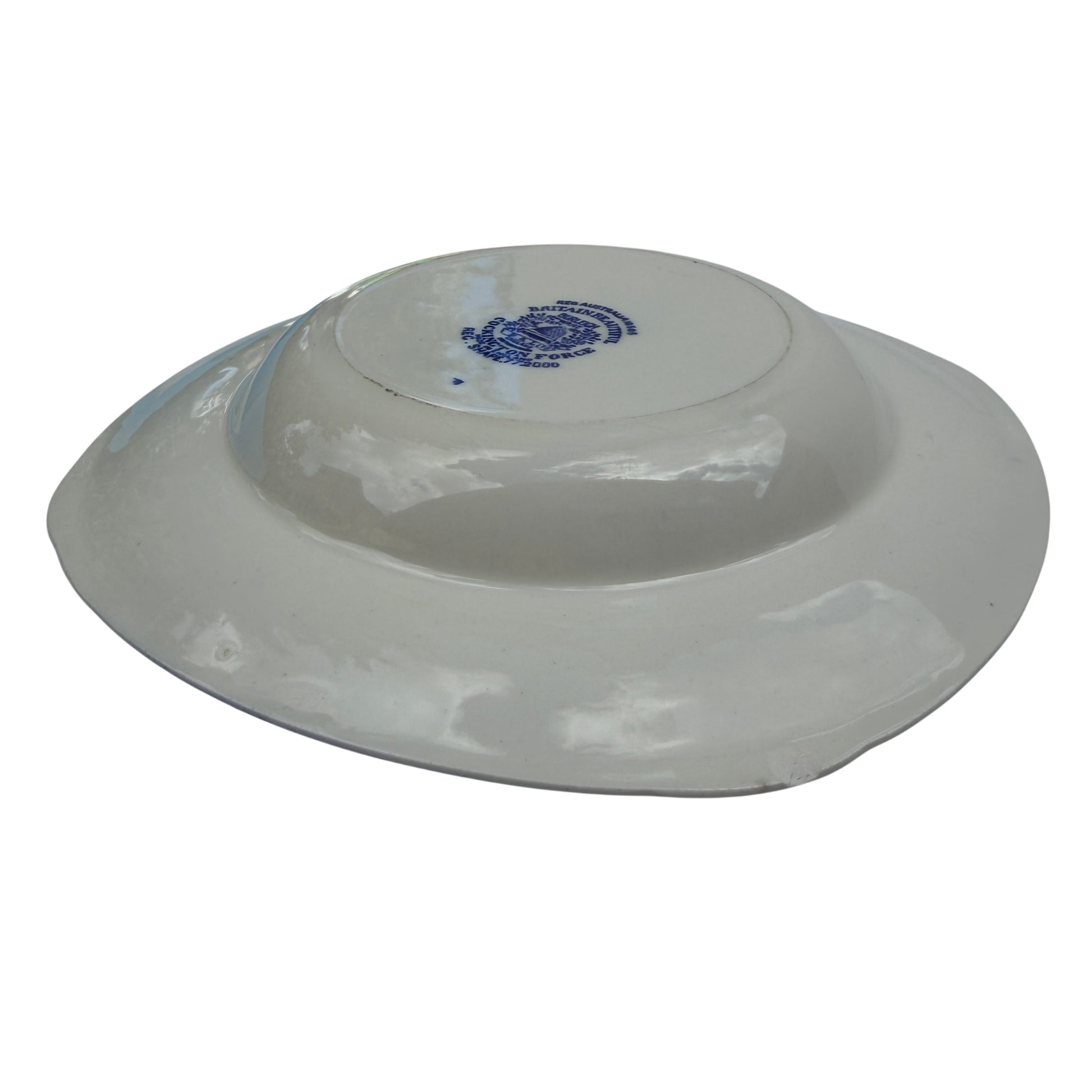 Underside view showing Burleigh maker's stamp on ceramic bowl base