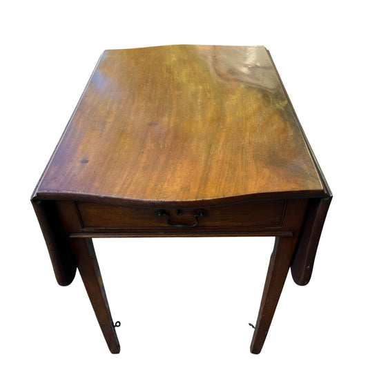 Vintage Pembroke drop-leaf side table with single drawer and warm brown wood finish