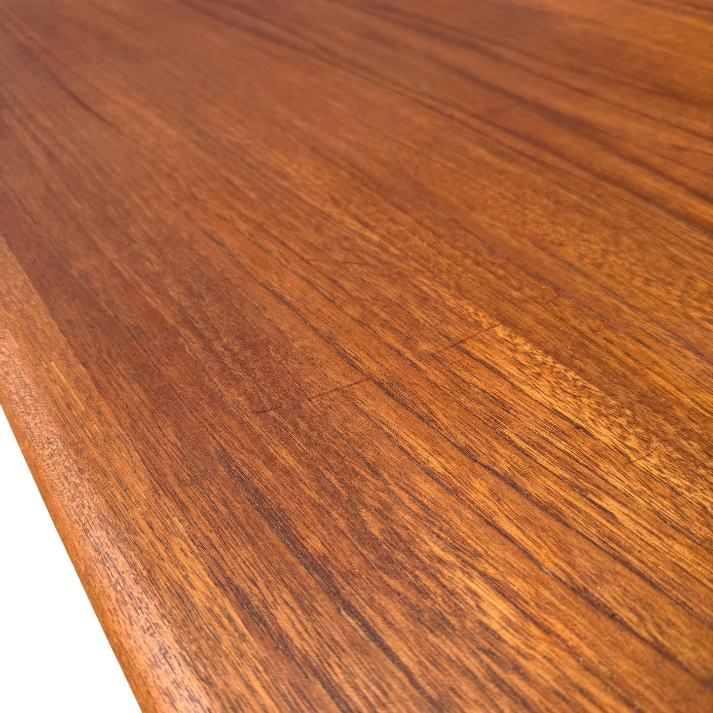 Underneath view showing stretcher and leg joinery of mid century extending table