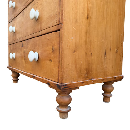 Rustic pine chest of drawers suitable for bedroom or hallway storage