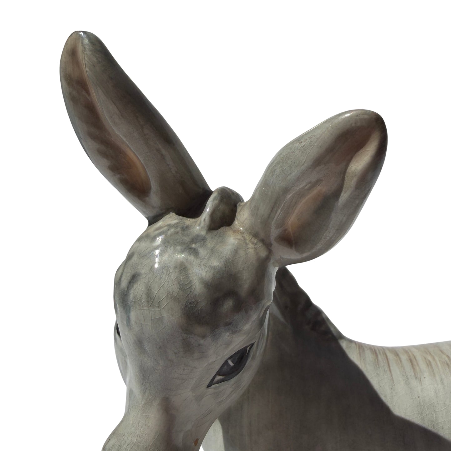 Close view of porcelain donkey hooves with light discolouration on Wedgwood figurine