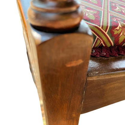 Traditional wooden dining-style armchair with upholstered seat cushion
