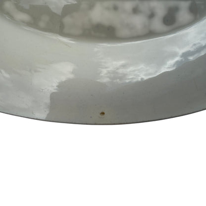 Close-up of gilt rim and transferware decoration on Burleigh soup bowl