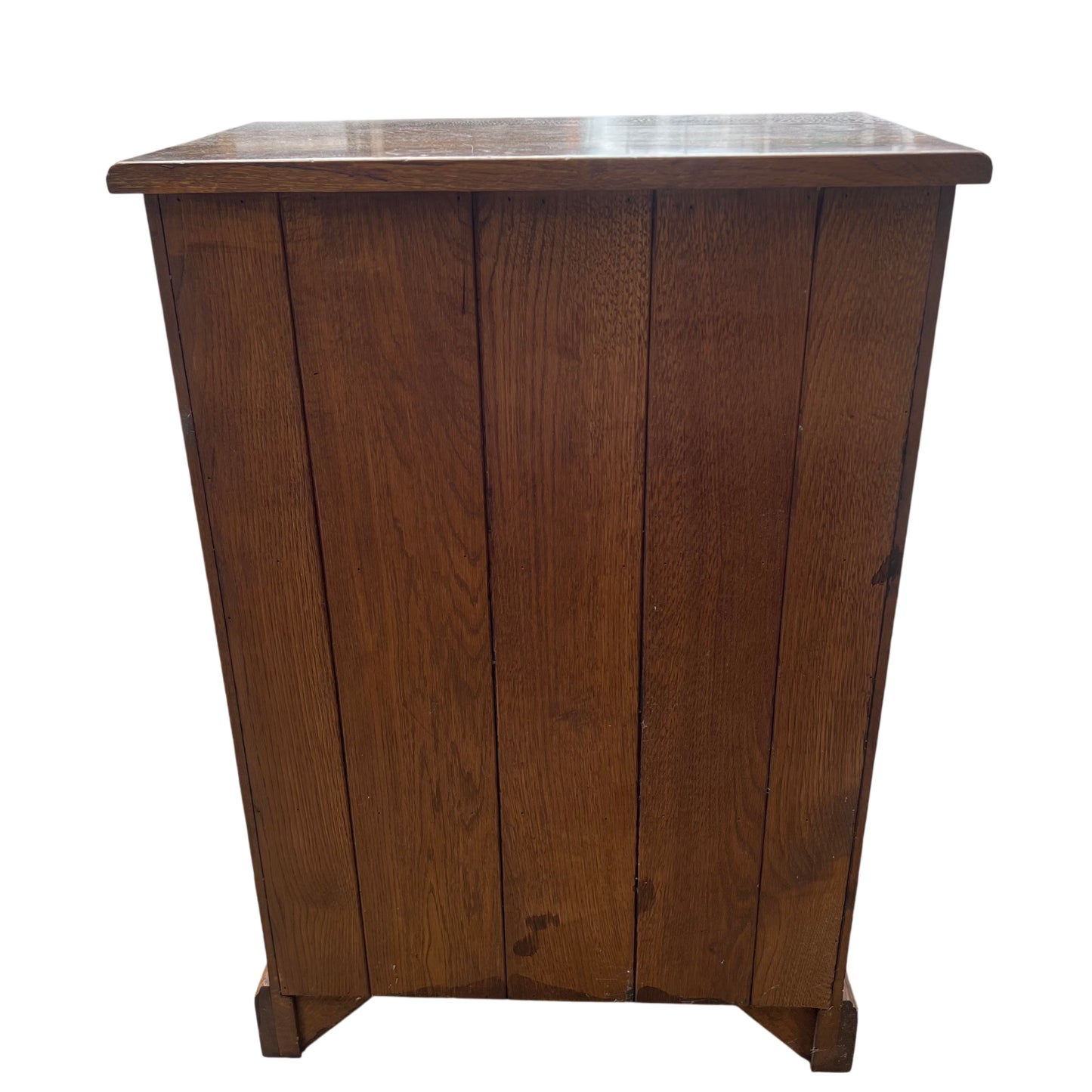 Close up of oak drawer with brass handles on wine rack cabinet