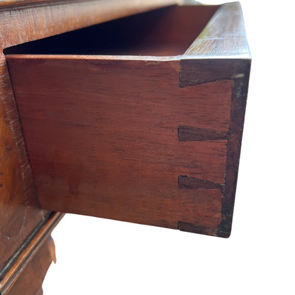 Front view of Victorian hall table drawer with brass style knob handles