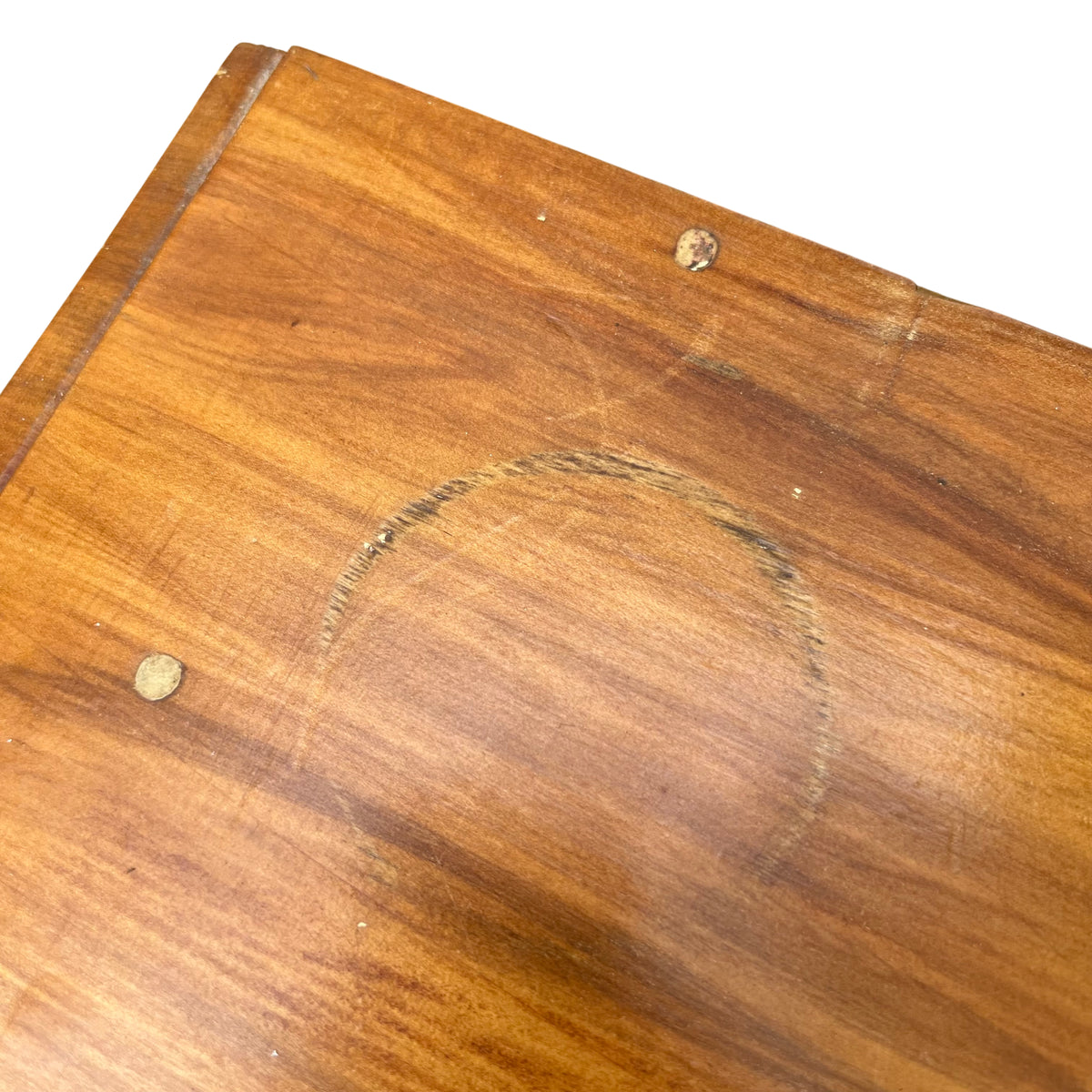 Pine chest of drawers showing light surface scratches and marks