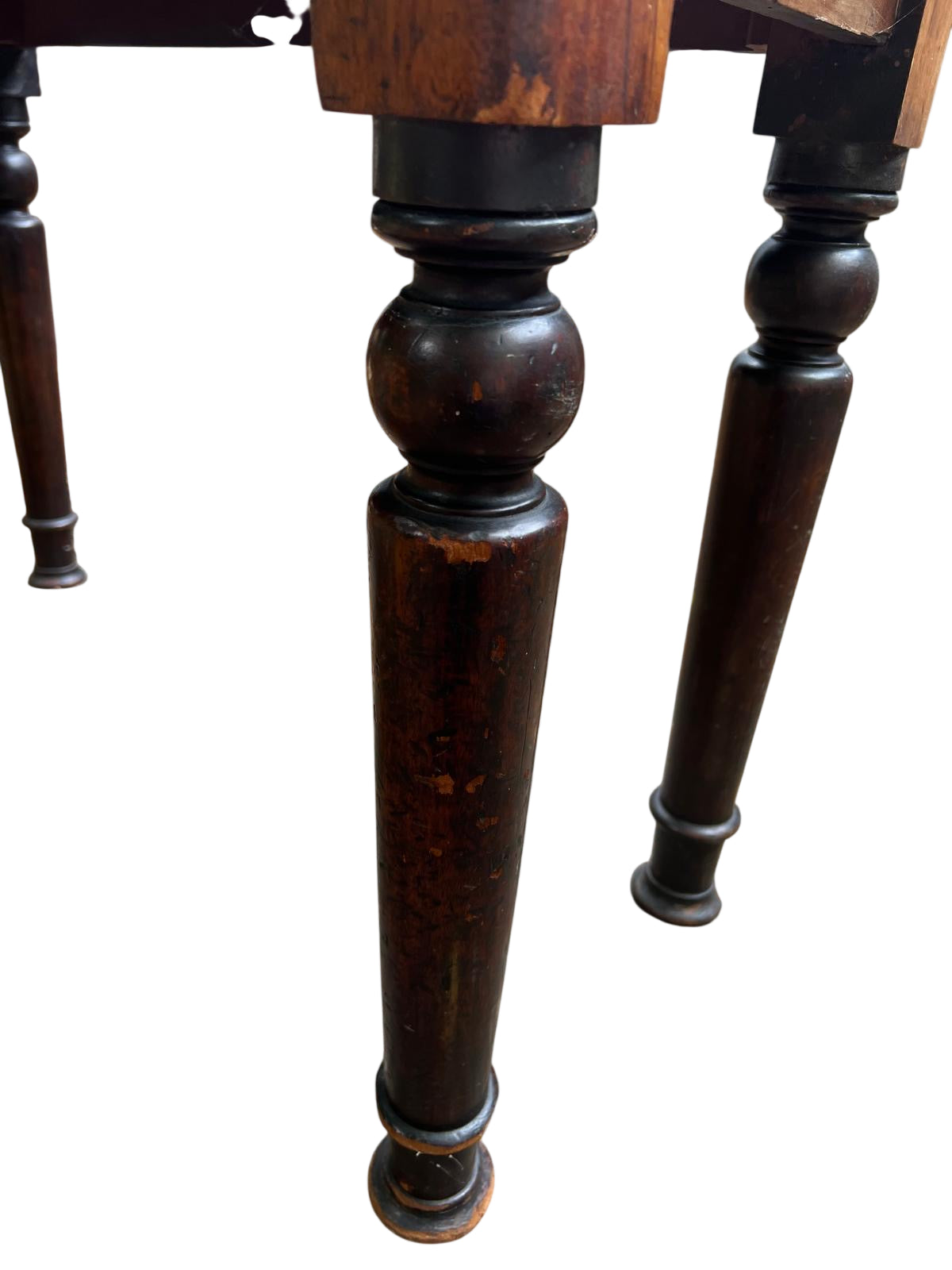 Top view of solid wood table top with warm honey finish