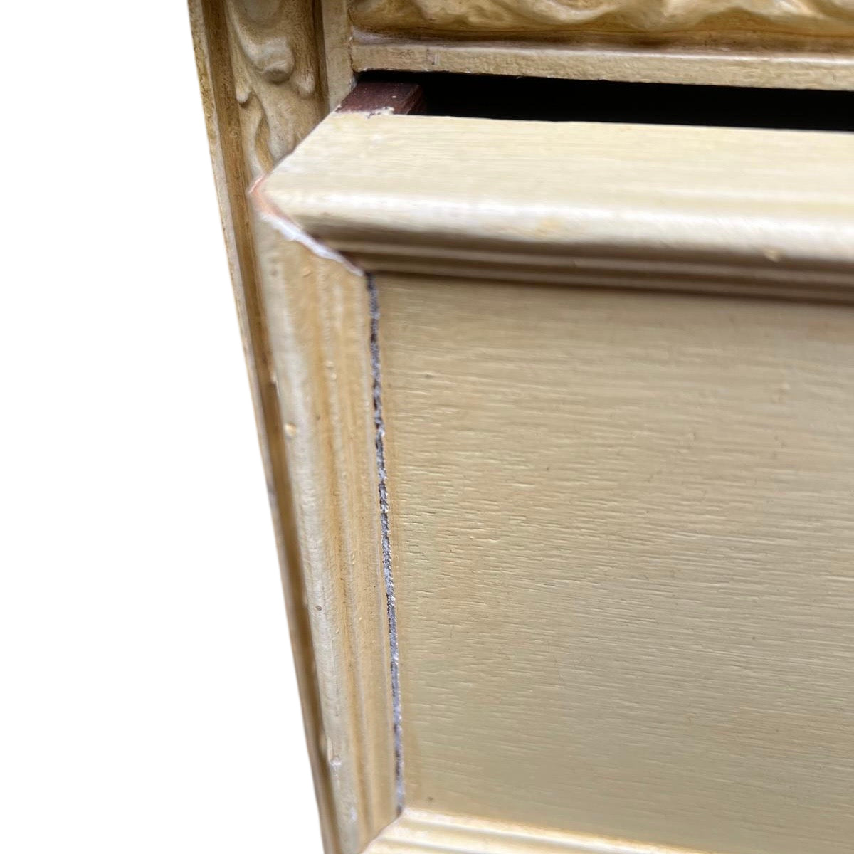 Vintage painted storage chest with cabriole legs and ornate carving