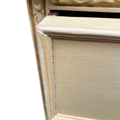 Vintage painted storage chest with cabriole legs and ornate carving