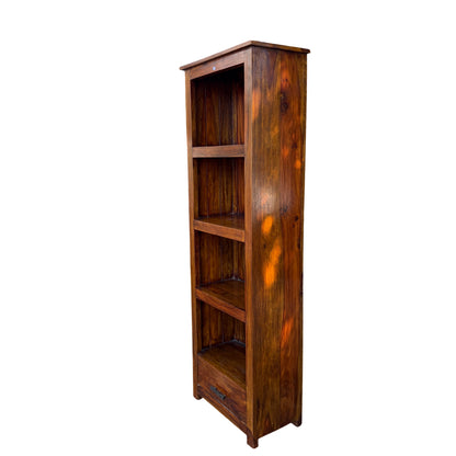 Corner detail of bookcase showing joint and finish around shelf opening