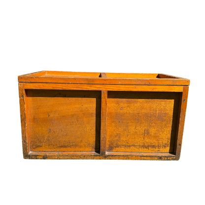 Low pine blanket box with later hinged lid and compartmented interior