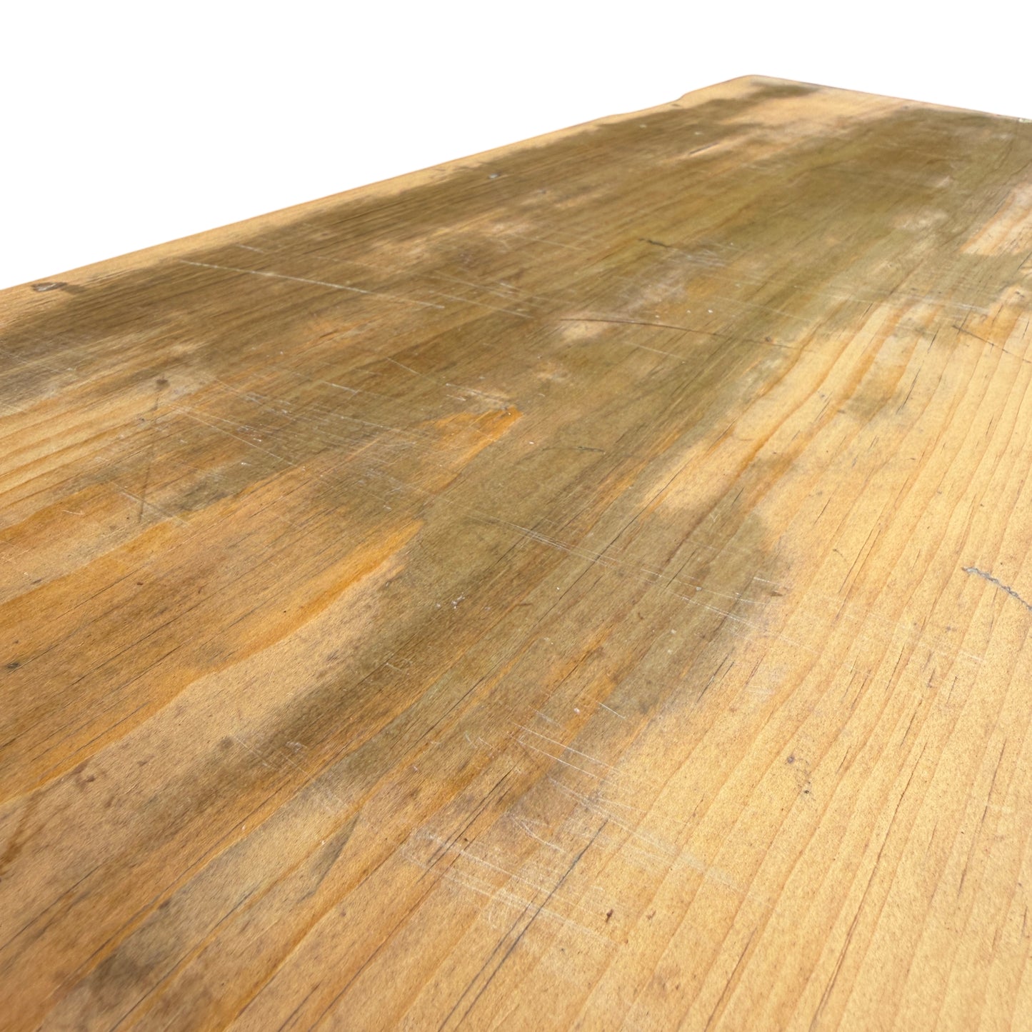 Side view of stripped pine cupboard showing plain board side