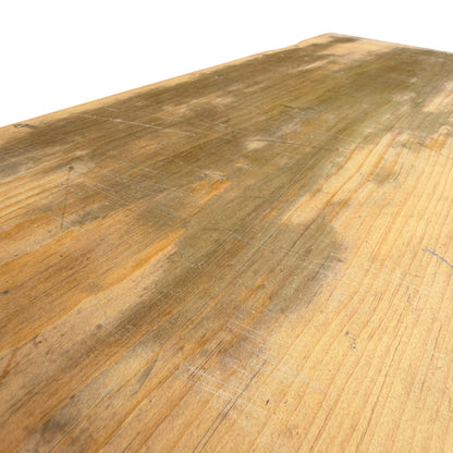 Side view of stripped pine cupboard showing plain board side