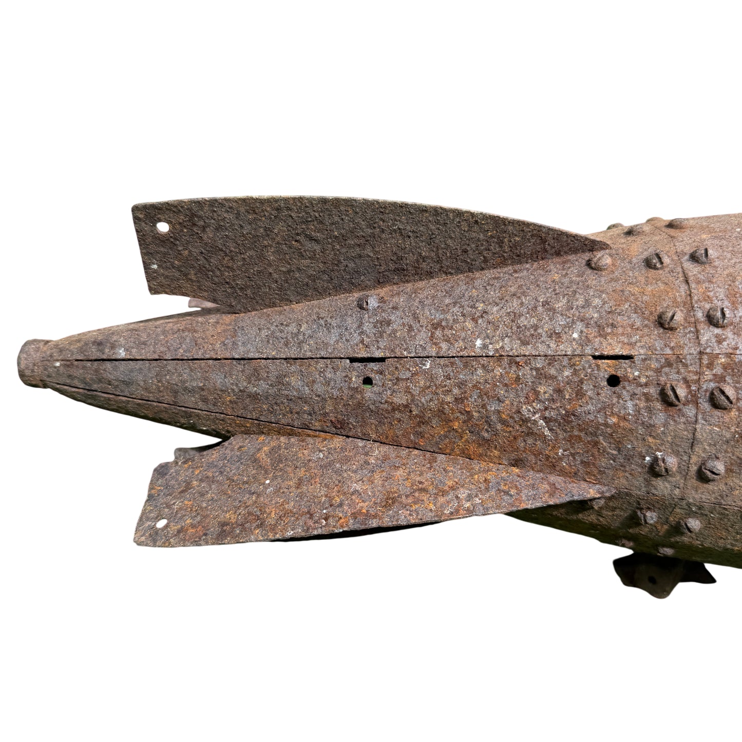 Bent mounting bracket and small hinge detail on underside of vintage Zeppelin model