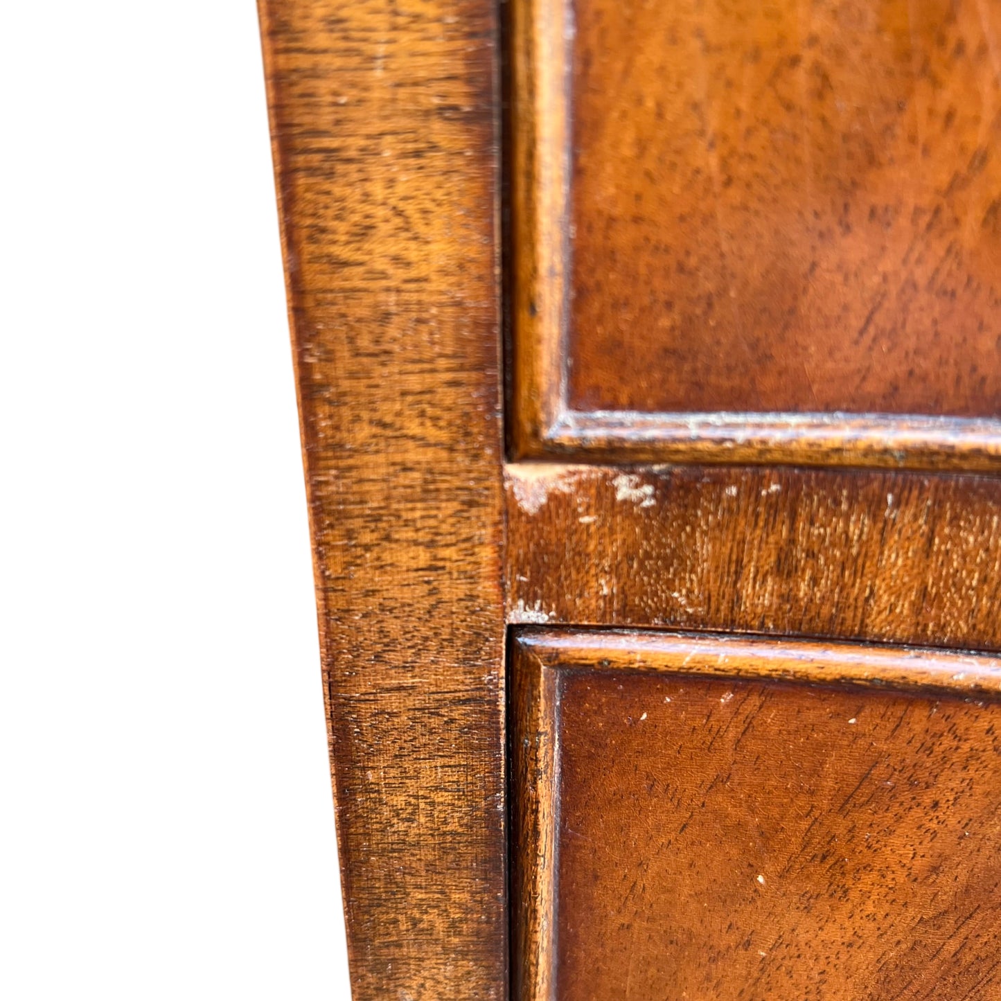 Angle view of compact vintage chest of drawers suitable for bedroom