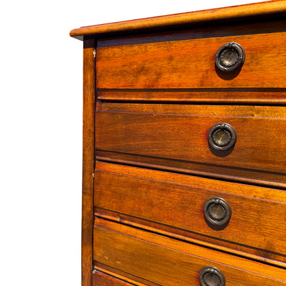 Lower section of narrow chest showing apron and leg profile