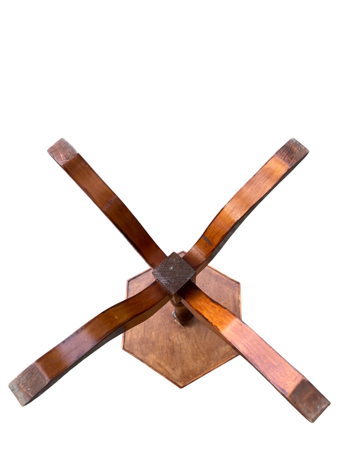 Close-up of oak table edge and moulded rim with light scuffs