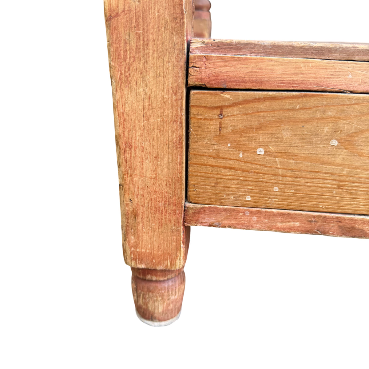 Full front-on view of small pine hall table suitable for hallway or entry