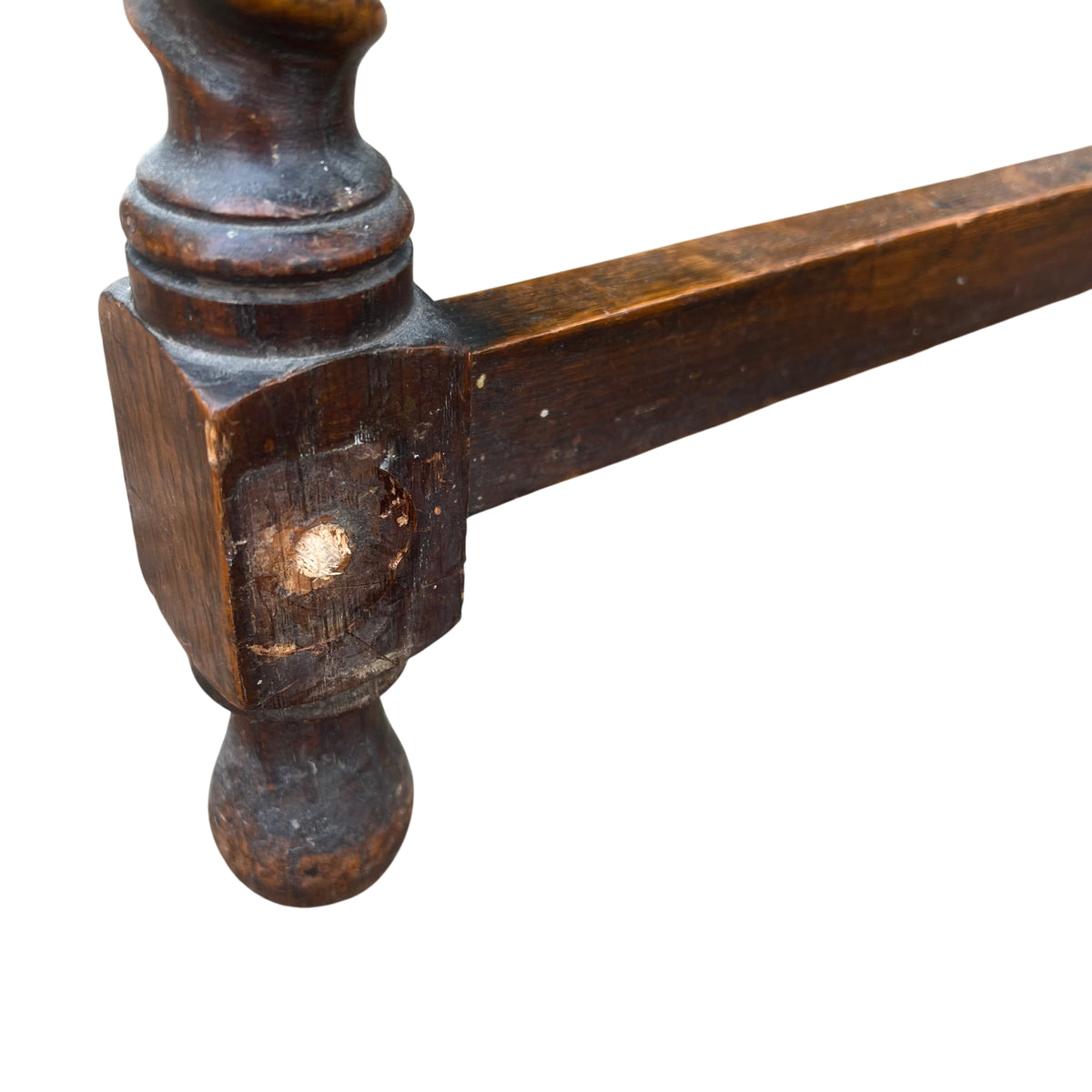Pair of barley-twist legs and H-stretcher under oak console table