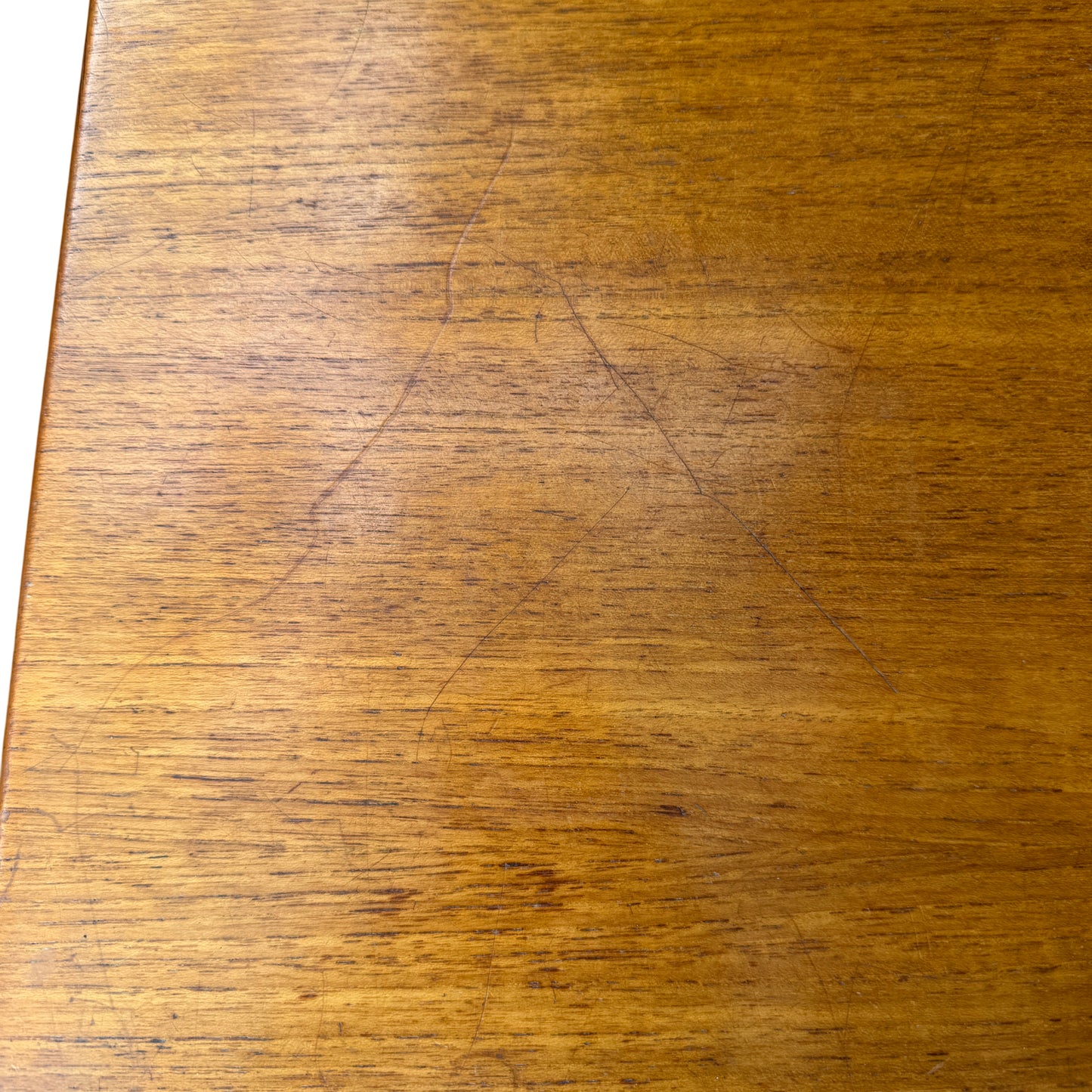 Top view showing two folding leaves and central hinge of a card table