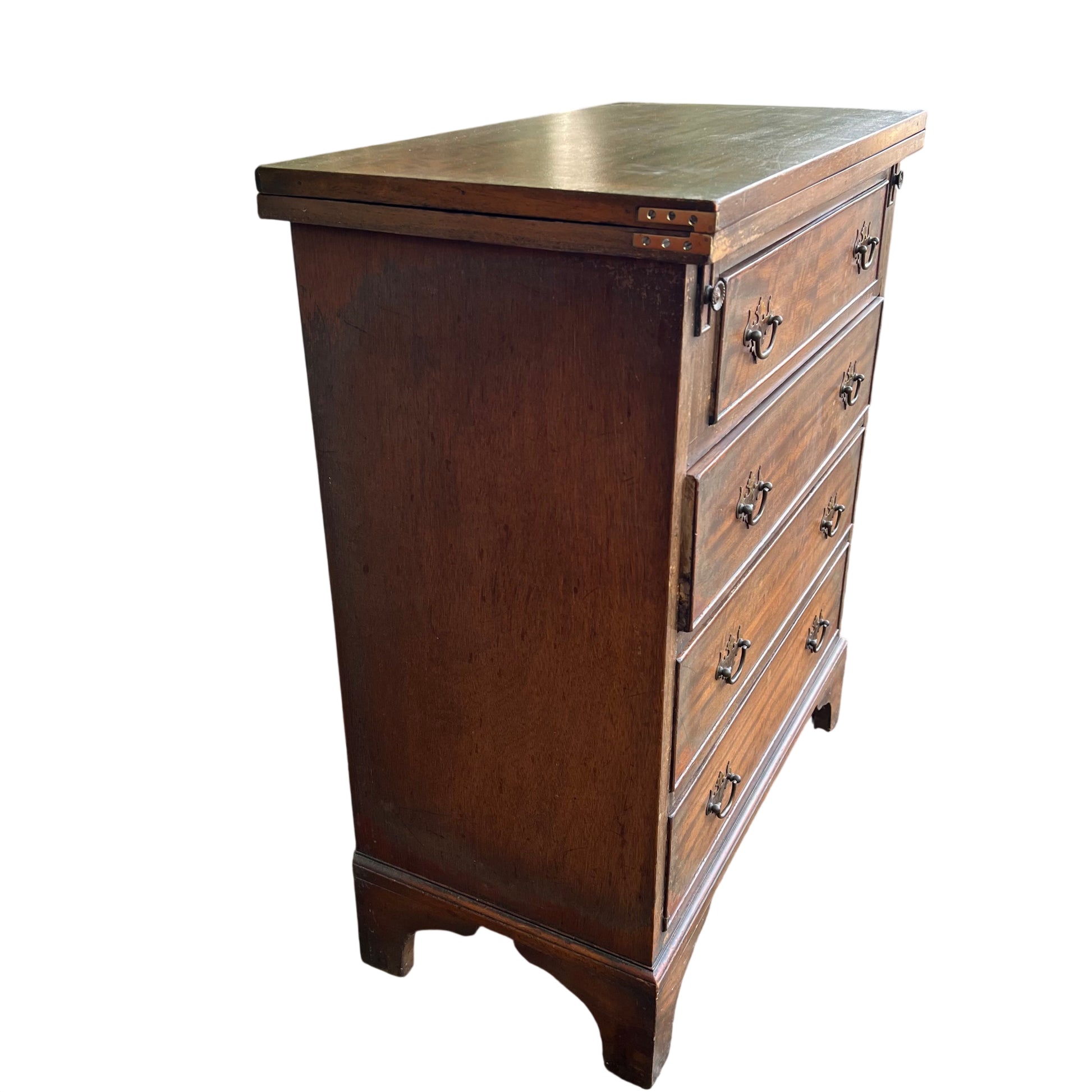 Narrow tallboy chest of drawers in oak with five long drawers