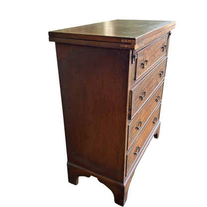 Narrow tallboy chest of drawers in oak with five long drawers