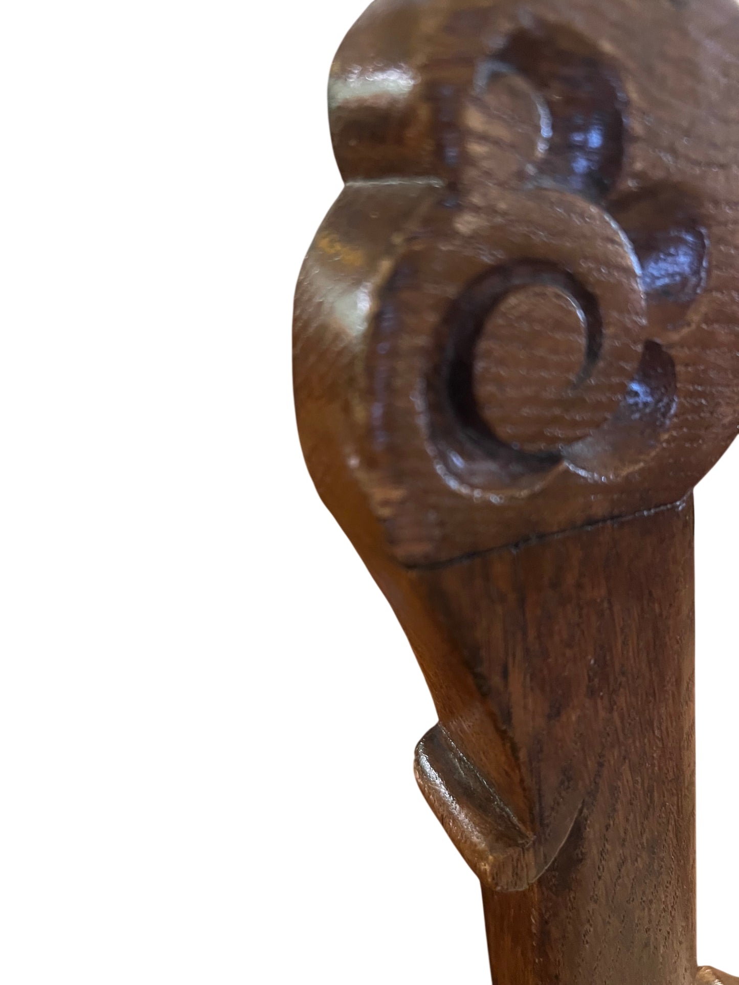 Underseat and stretcher detail of Victorian oak dining chair showing construction