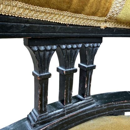 Original ceramic castor wheel fitted to the front leg of a Victorian armchair