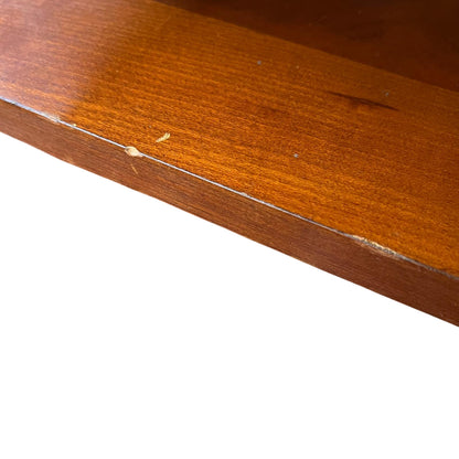 Vintage mid-century style coffee table showing single drawer to the side and lower tier shelf