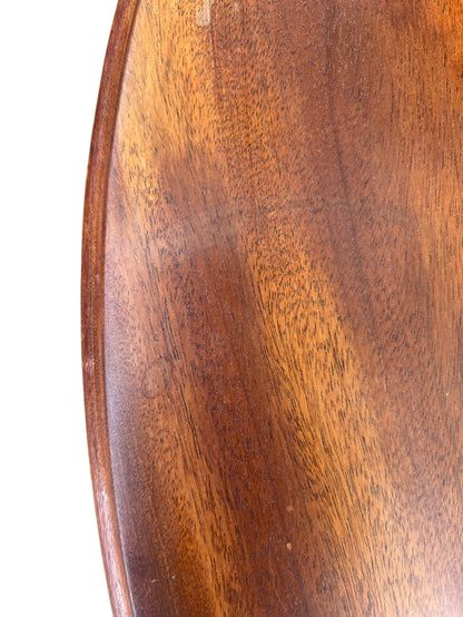 Vintage wooden occasional table in warm brown finish from above