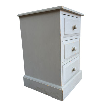 Base plinth and lower section of grey painted pine chest of drawers