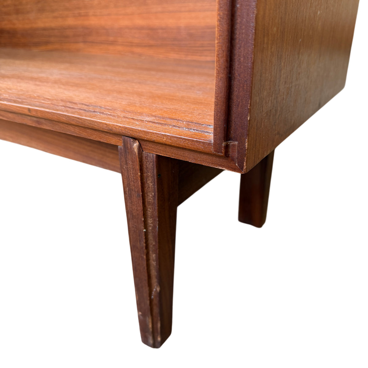Mid Century style teak display unit raised on slender legs