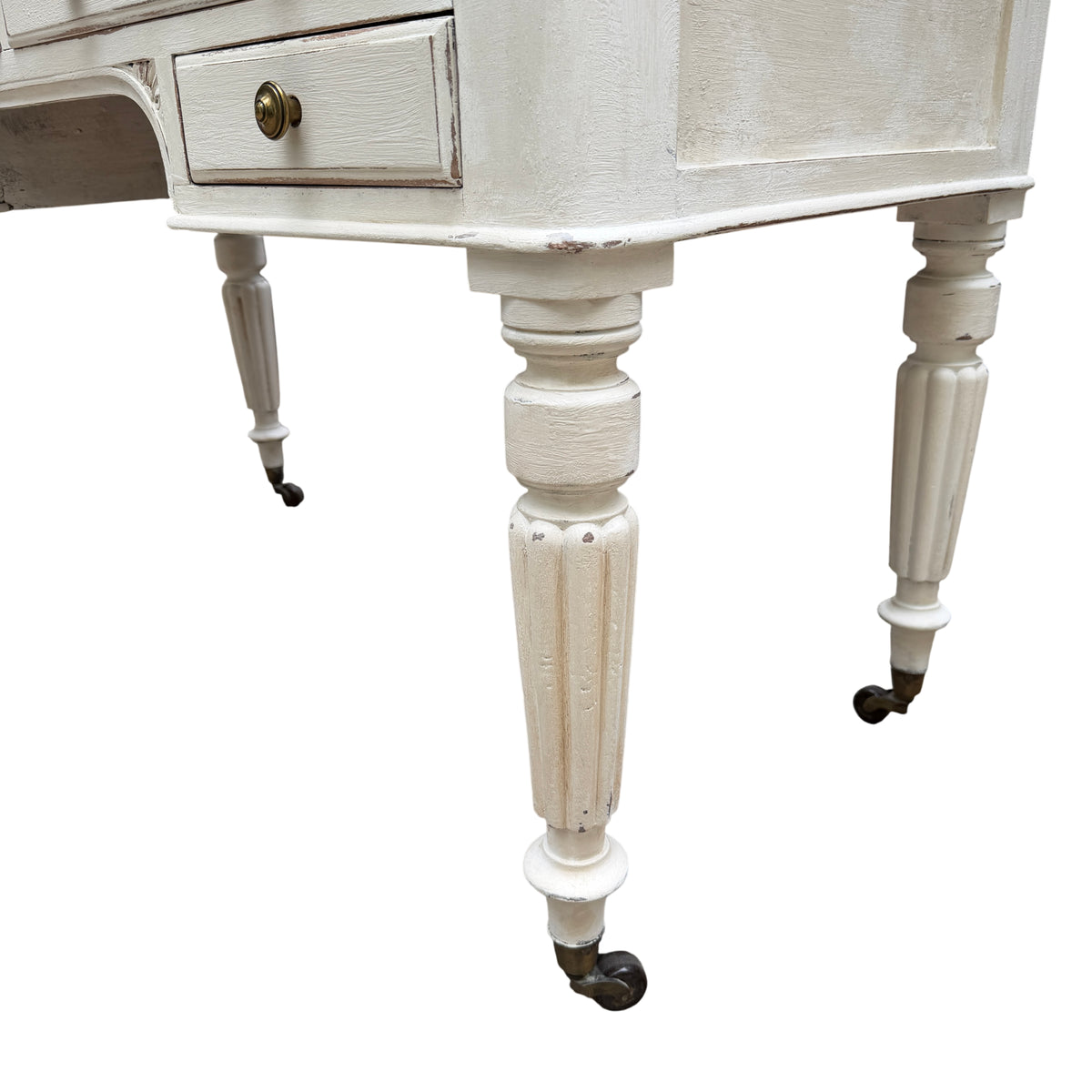 Top-down view of the dressing table showing two centre drawers and wooden top