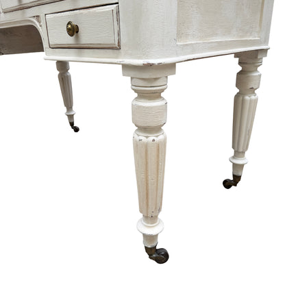 Top-down view of the dressing table showing two centre drawers and wooden top