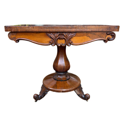 Tilt-top table showing green baize interior lining with central split