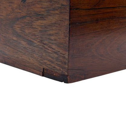 Removable compartment from tea caddy showing timber construction and hinge mortise