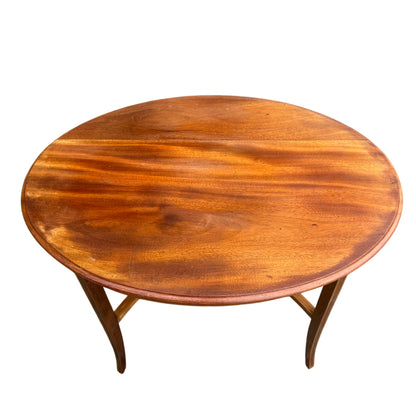Small mid century lamp table in solid wood with warm brown finish