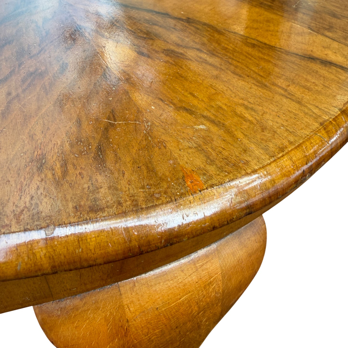 Vintage hallway table with slight surface wear and walnut finish