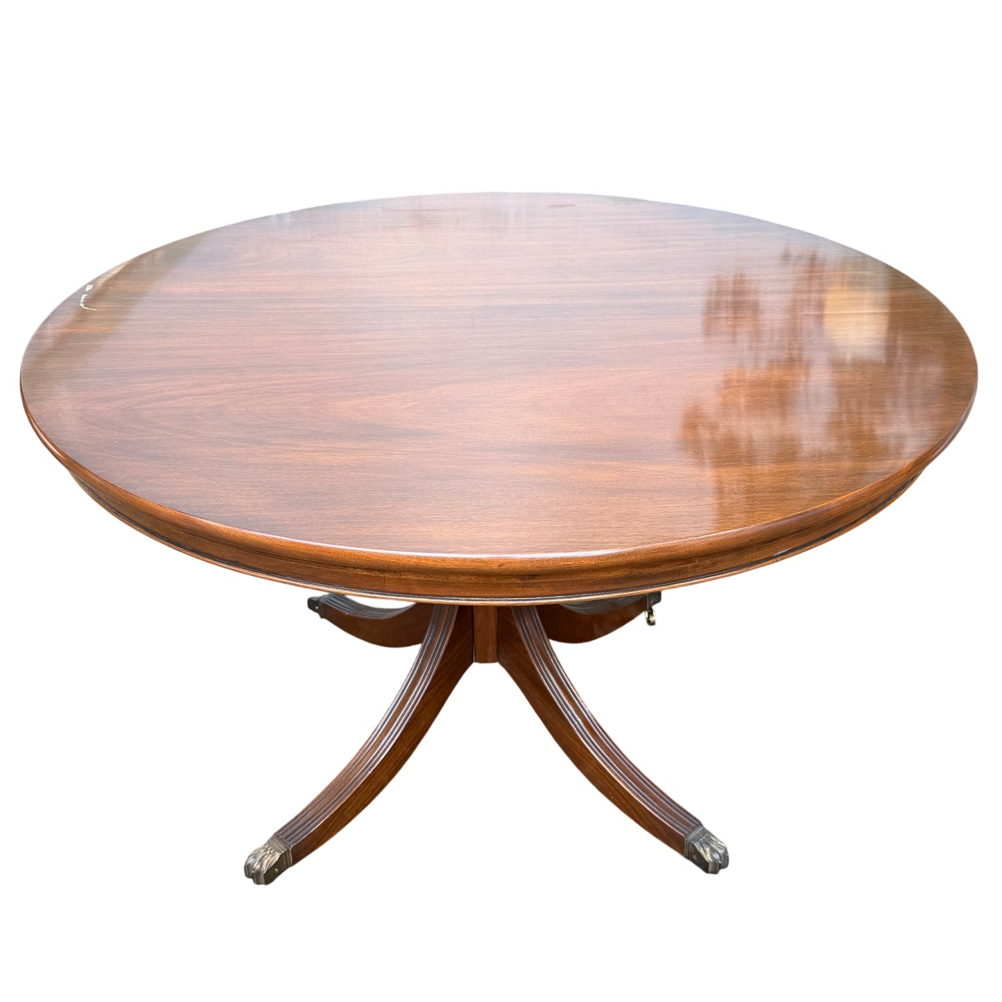 Close-up of table surface with deep scratch or burn mark to the top