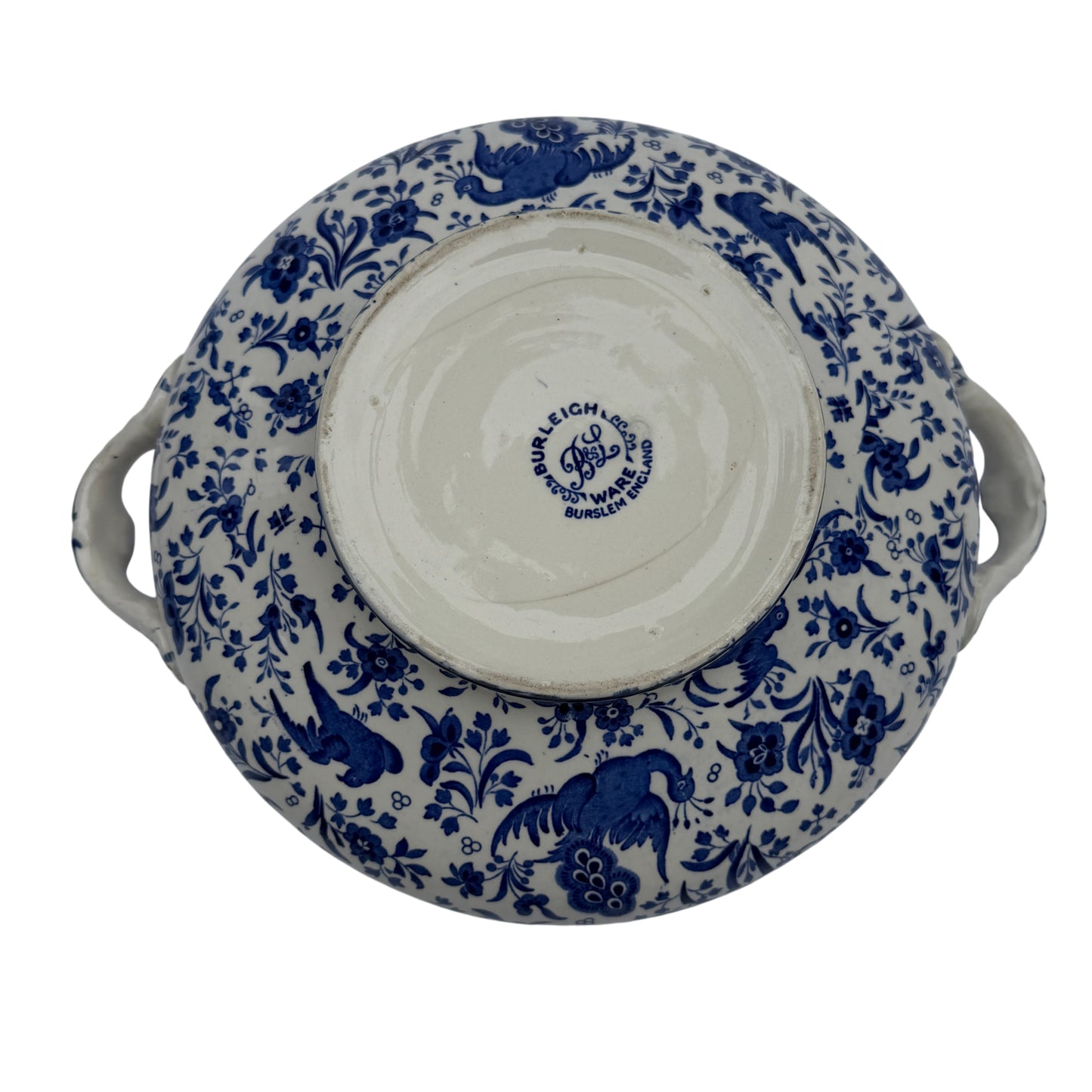 Close-up showing crazing and age-toning on the surface of the transferware
