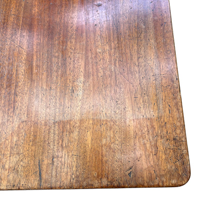 Side profile of narrow hall table with moulded top edge and drawer apron