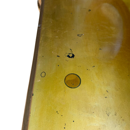 Top surface of dressing table with shaped edge and mirror base