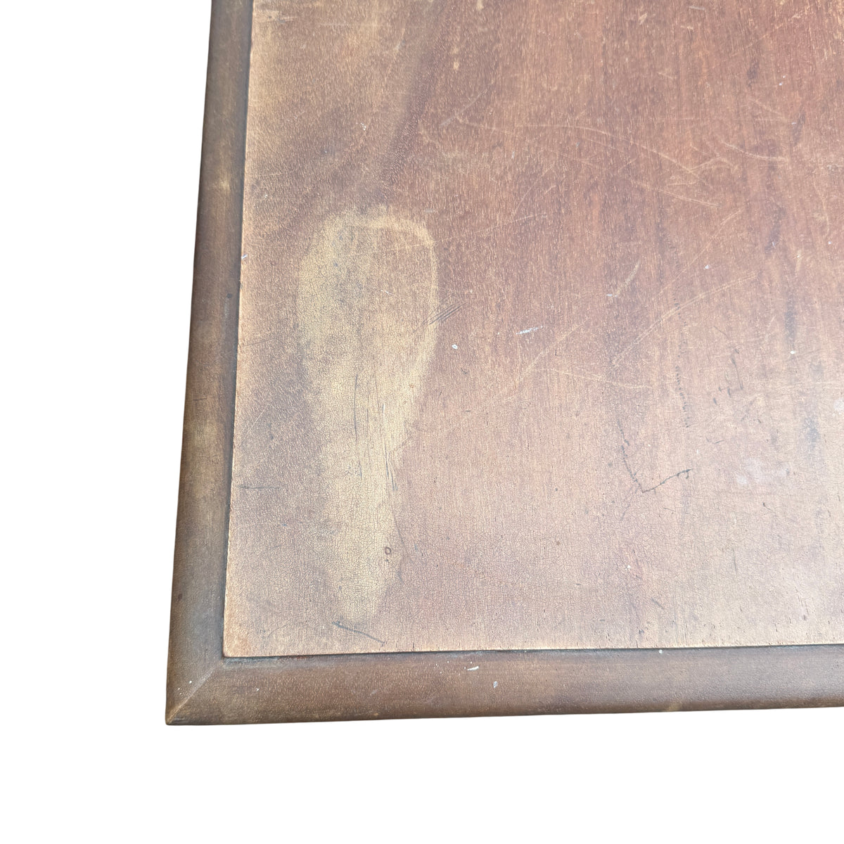 Full lower view showing stretcher base and turned feet of oak-style table
