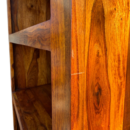 Contemporary open bookcase in rich brown Asian hardwood