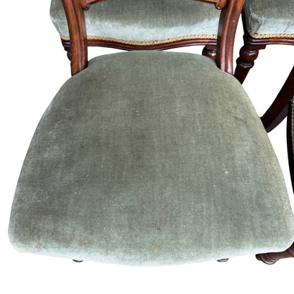 Detail of turned mahogany front leg on a Victorian dining chair
