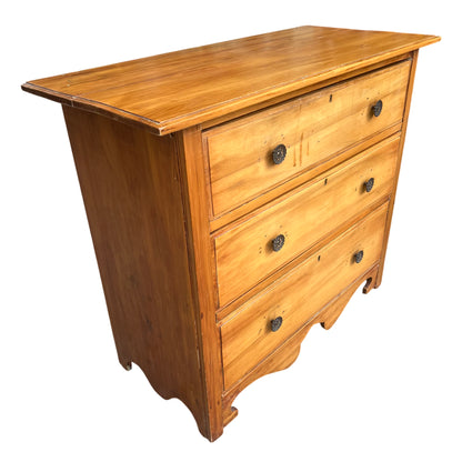 Victorian pine chest of drawers tallboy with five drawers and bracket base in honey pine finish