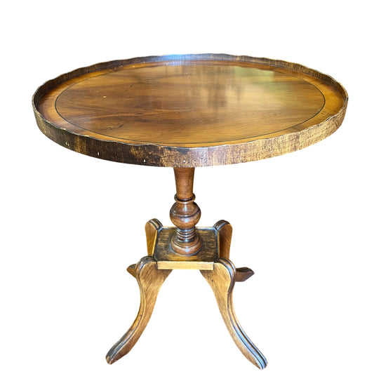 Victorian galleried pedestal side table in walnut with turned column and tripod base