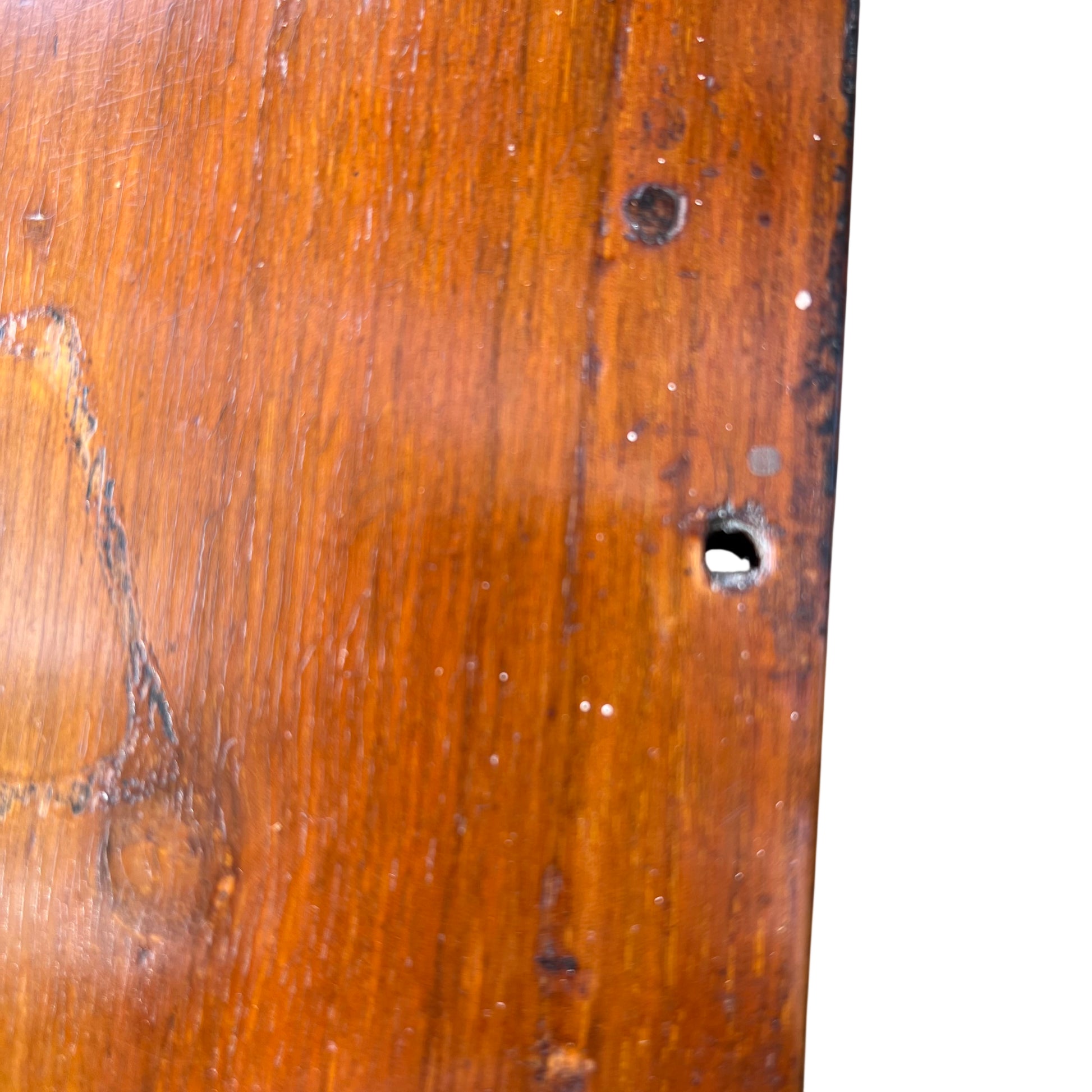 Open drawer showing internal timber and construction of oak chest of drawers