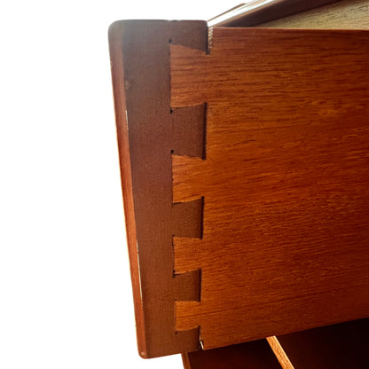 Top view of pine bookcase showing edge detail and inlaid top panel
