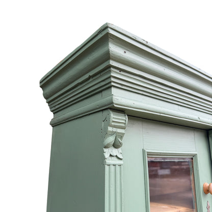 Painted pine dresser showing paint chips, scuffs and surface wear to edges